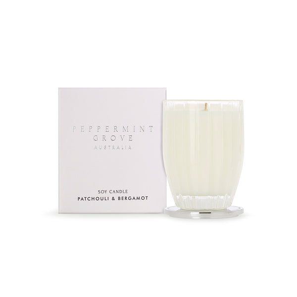 PEPPERMINT GROVE BRAND CANDLE GLASS COASTER PATCHOULI AND BERGAMOT