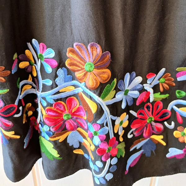 RIXO black long floral embroidered dress 14