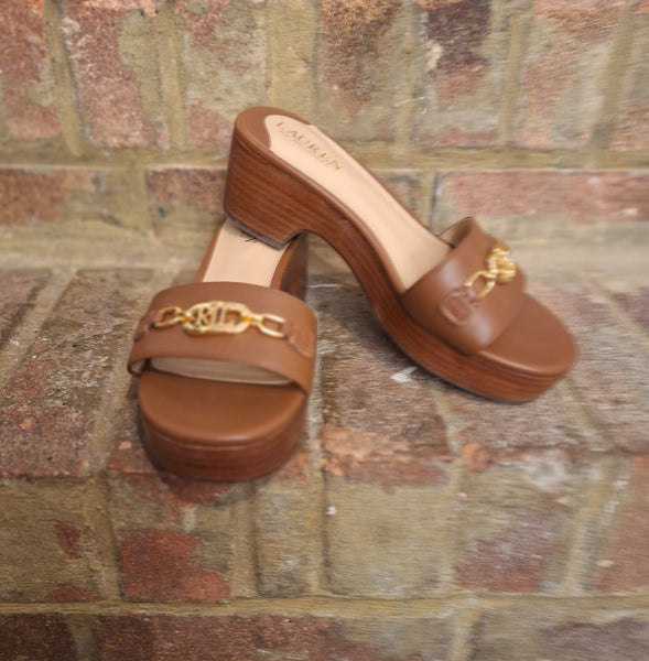 Ralph Lauren tan wedge sliders 5
