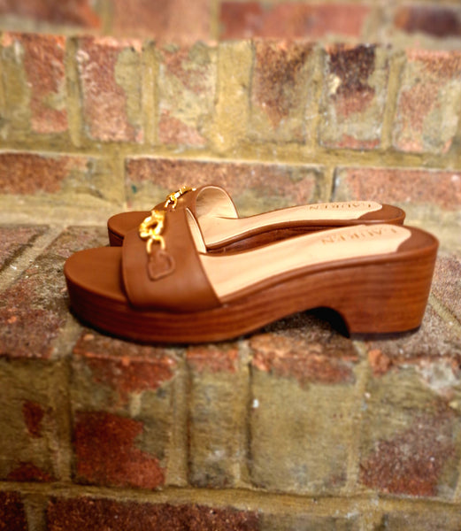 Ralph Lauren tan wedge sliders 5