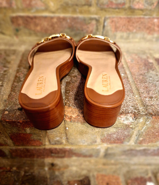 Ralph Lauren tan wedge sliders 5