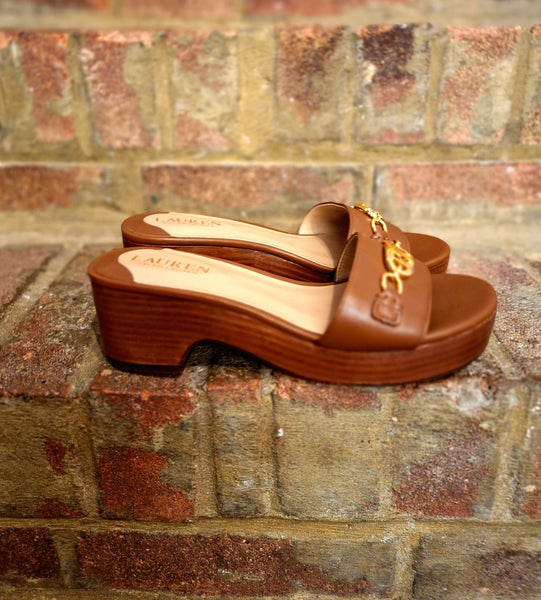 Ralph Lauren tan wedge sliders 5