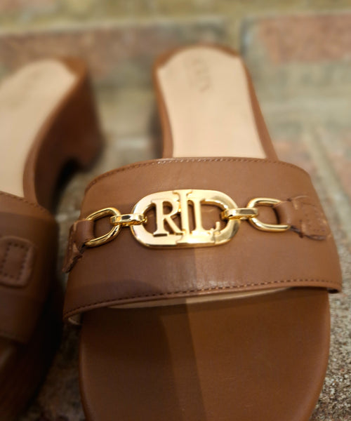 Ralph Lauren tan wedge sliders 5