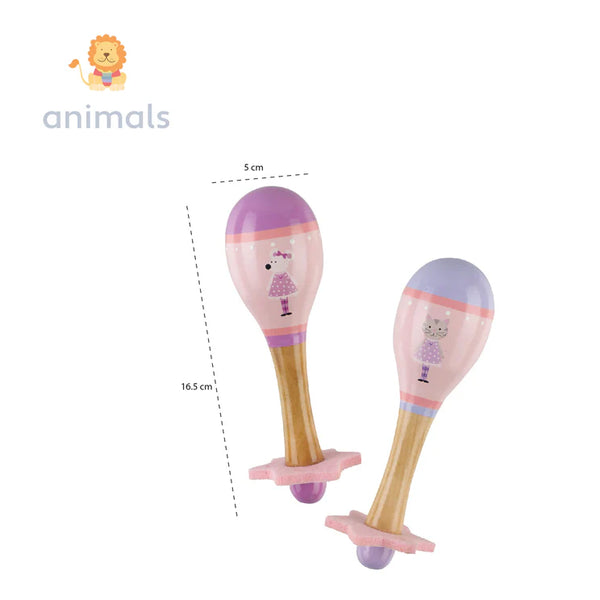 Pink mouse  & cat maraca set