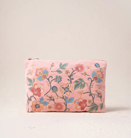 Elizabeth Scarlett Everyday Pouch-Botantical Garden-Pale pink