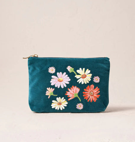 Elizabeth Scarlett Wildflower rich blue mini pouch