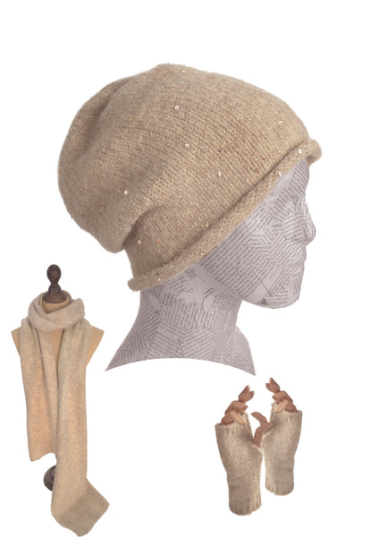 Hot Tomato shimmer sequin beanie hat- 3 colours