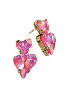 Heart on heart drop earrings