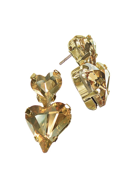 Heart on heart drop earrings