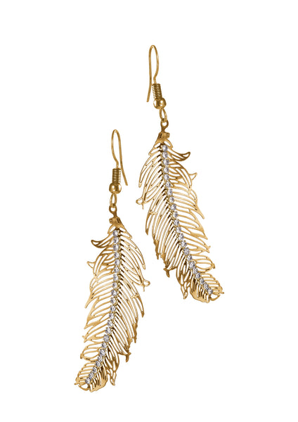 Hot Tomato Feather shepherds hook earrings