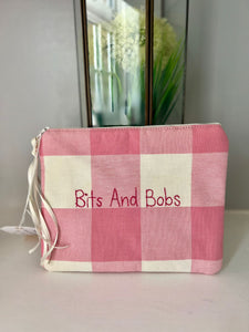 Handsewn zipped fabric bag "Bits & Bobs"