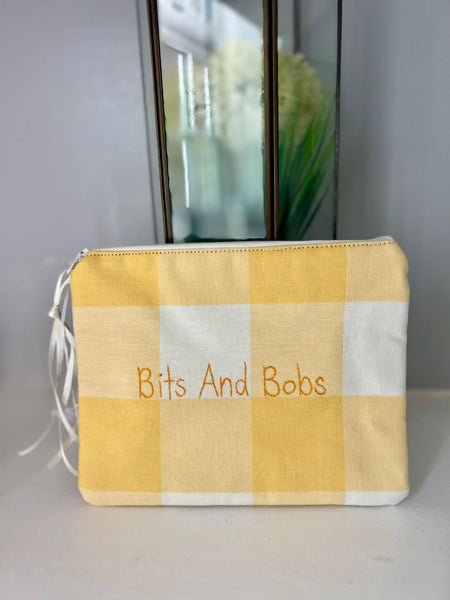 Handsewn zipped fabric bag "Bits & Bobs"