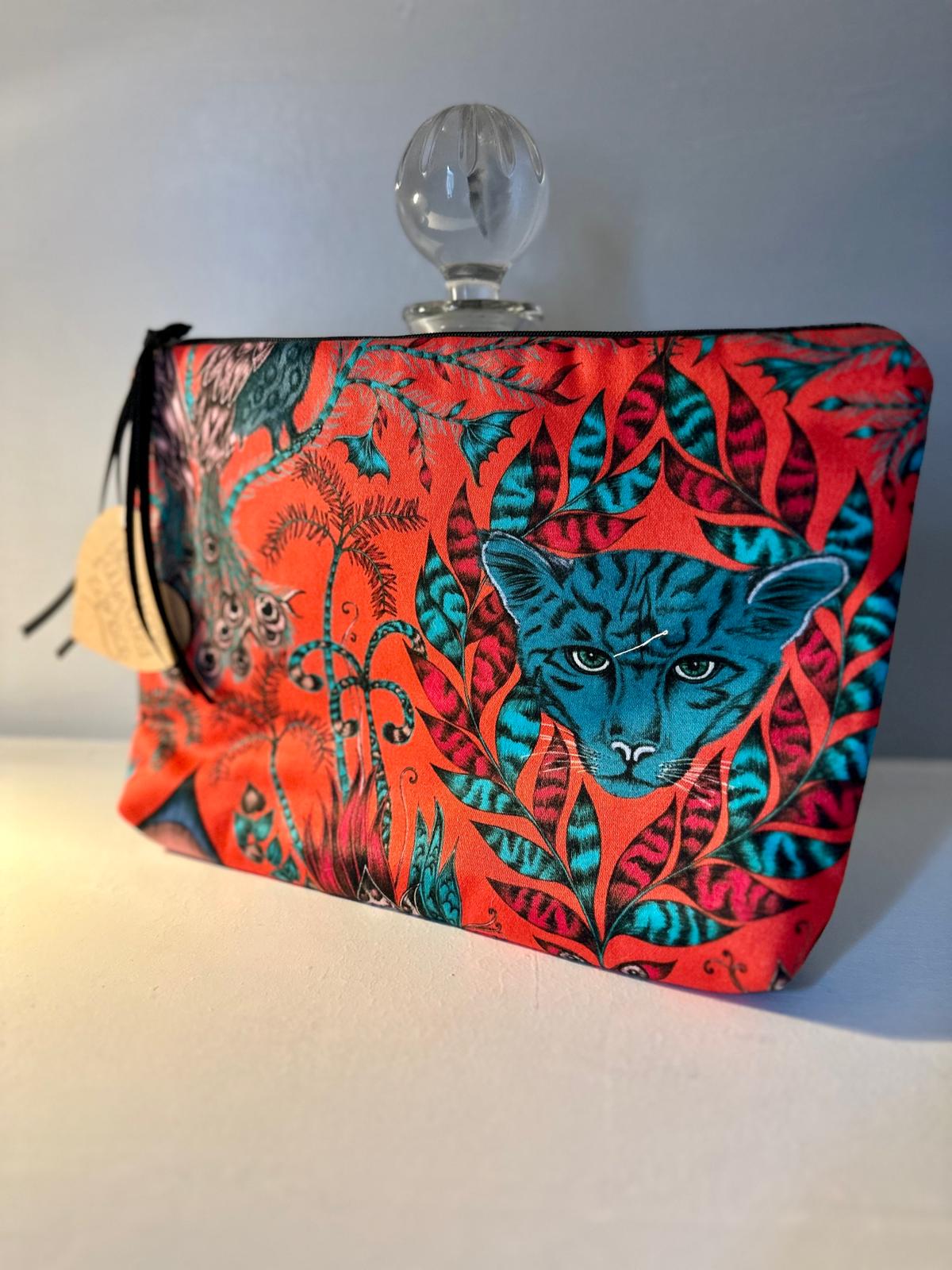 Handsewn wild animal fabric zipped bag