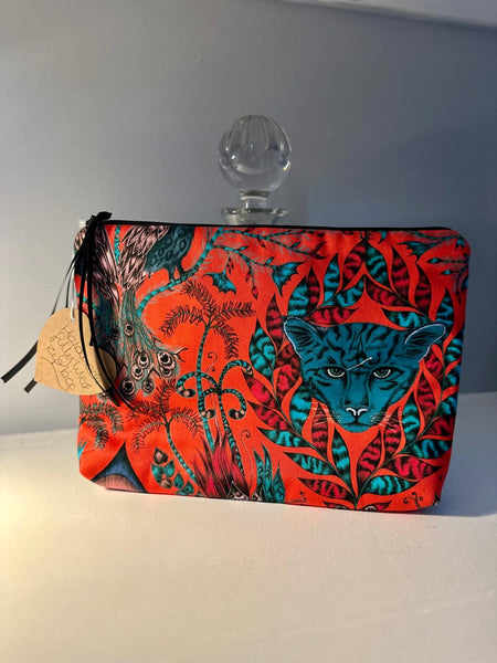 Handsewn wild animal fabric zipped bag