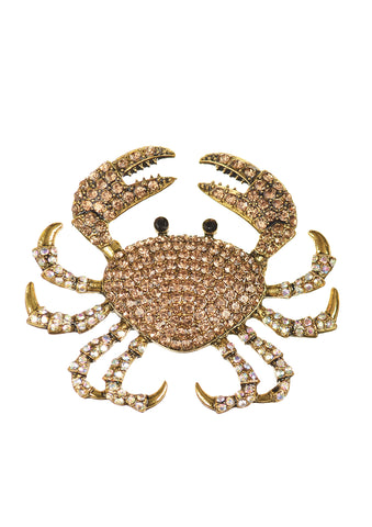 Crab crystal brooch