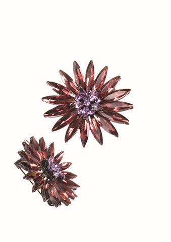 Hot Tomato Flower burst brooch- Damson