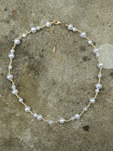 Faux pearl beaded necklace