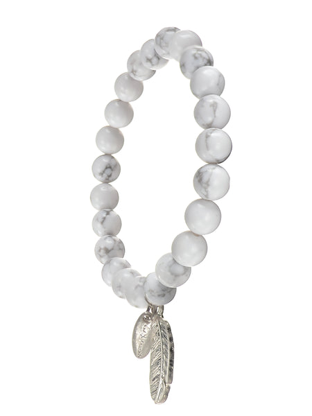 Stone bead bracelet with charm