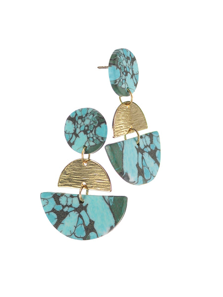 Turquoise and gold drop earrings