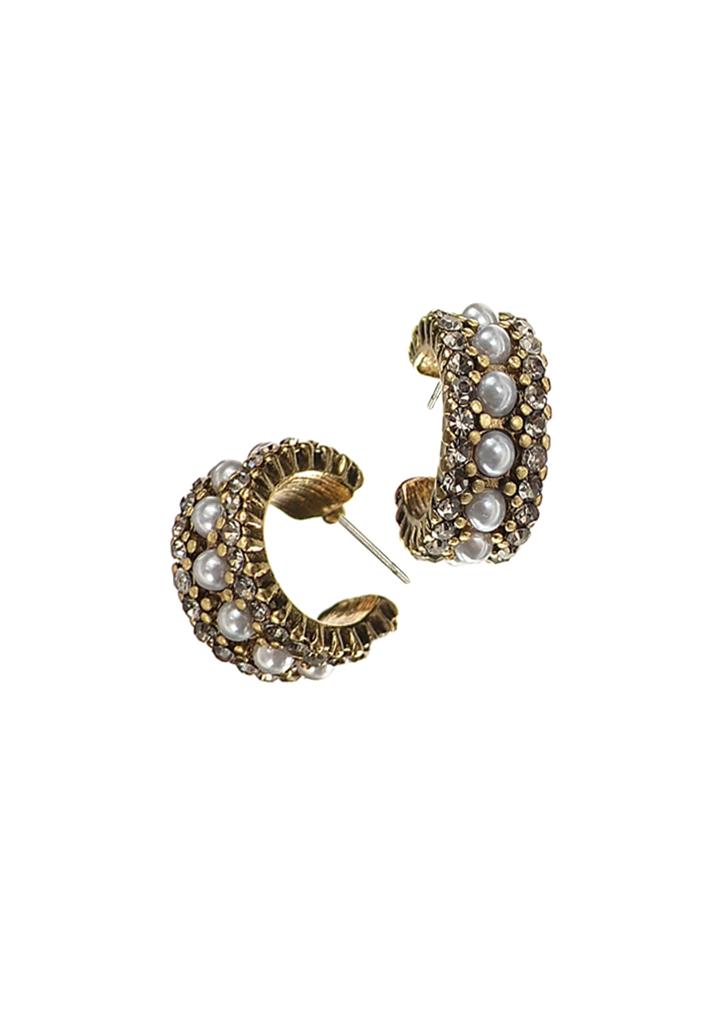 Hot Tomato pearl and crystal hoop earrings