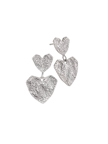 Double heart drop earrings