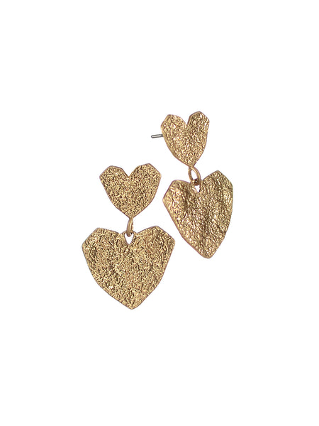 Double heart drop earrings