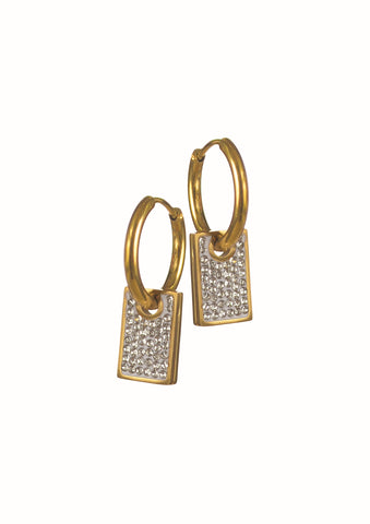 Hot Tomato crystal "square" hoop earrings