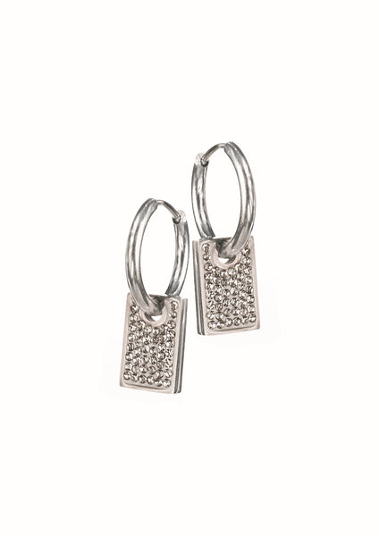 Hot Tomato crystal "square" hoop earrings
