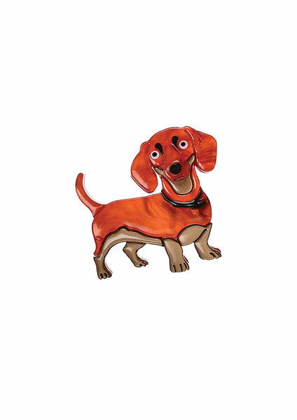 Hot Tomato acrylic brooch-Dachshund
