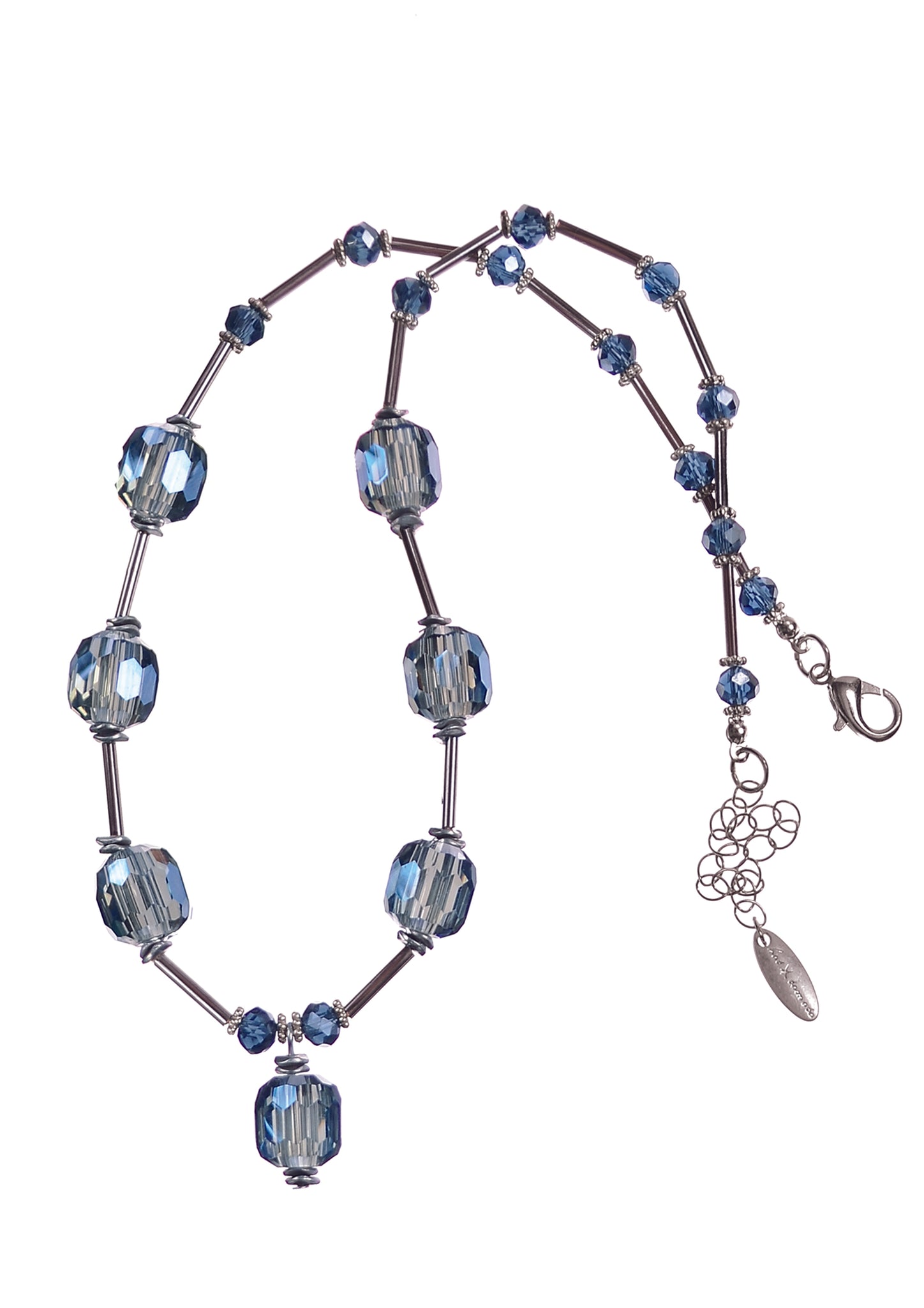 Crystal cubes with drop necklace