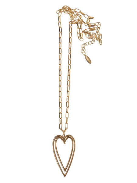 Twin heart frame pendant necklace