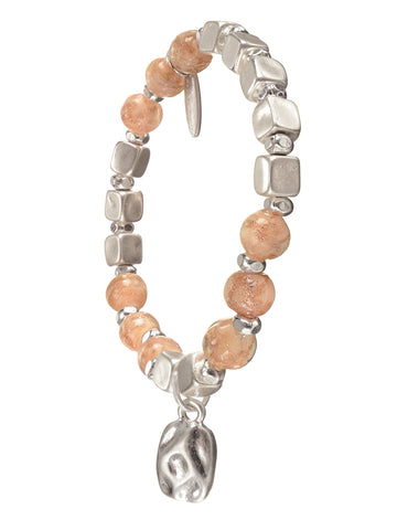 Copper shimmer bead with bean drop bracelet