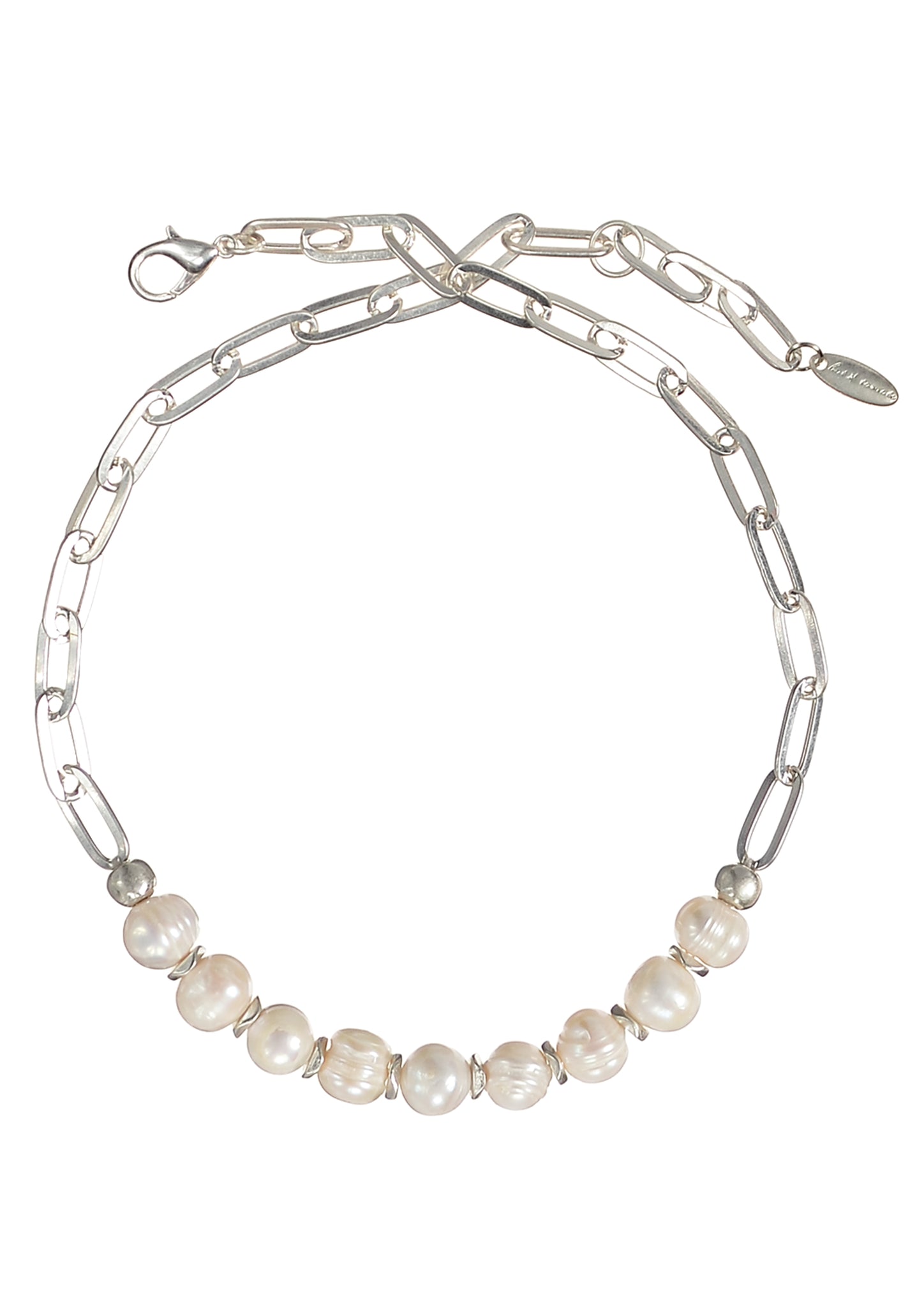 Natural pearl linked neckalce