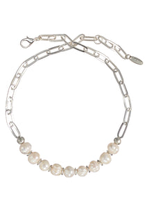 Natural pearl linked neckalce