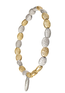 Embossed gold and silver bead bracelet