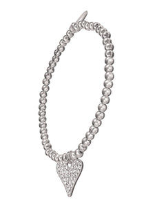 Crystal heart on bead chain bracelet