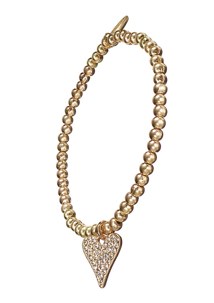 Crystal heart on bead chain bracelet