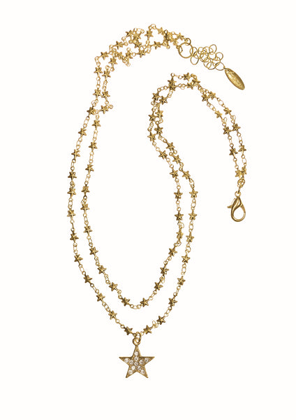 Hot Tomato Double chain star necklace