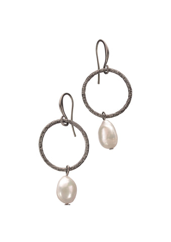 Hot Tomato pearl hoop earrings