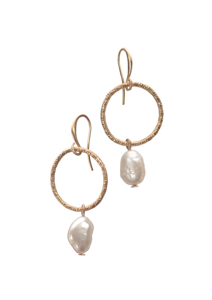Hot Tomato pearl hoop earrings