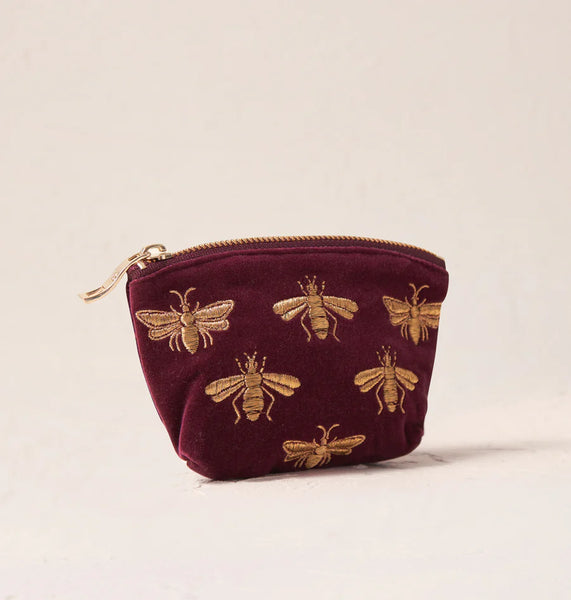 Elizabeth Scarlett coin purse-Honey bee rich plum