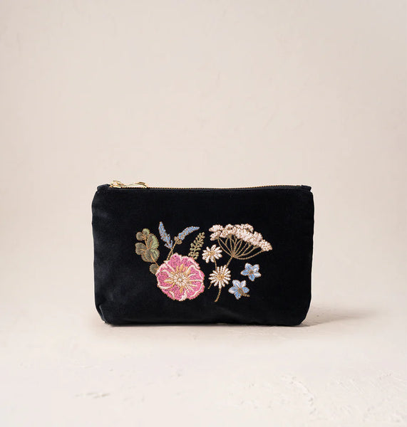 Elizabeth Scarlett mini pouch -Pressed flowers charcoal