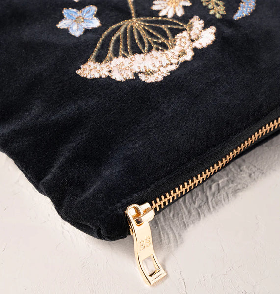 Elizabeth Scarlett mini pouch -Pressed flowers charcoal