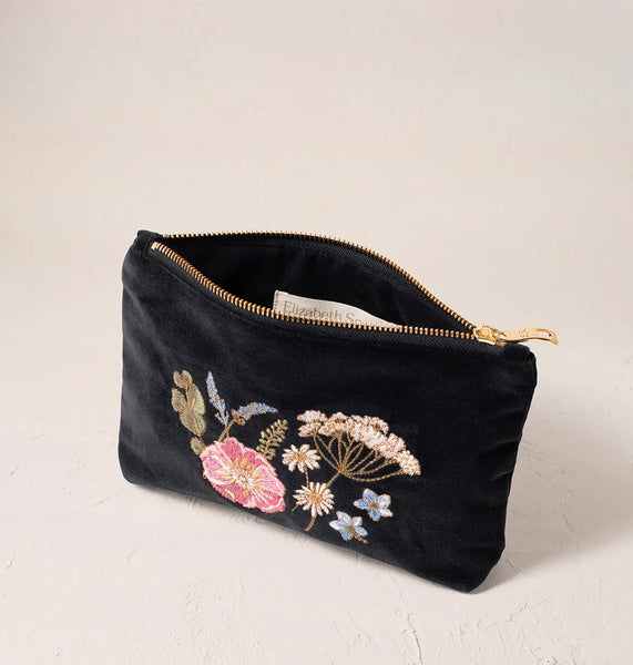 Elizabeth Scarlett mini pouch -Pressed flowers charcoal