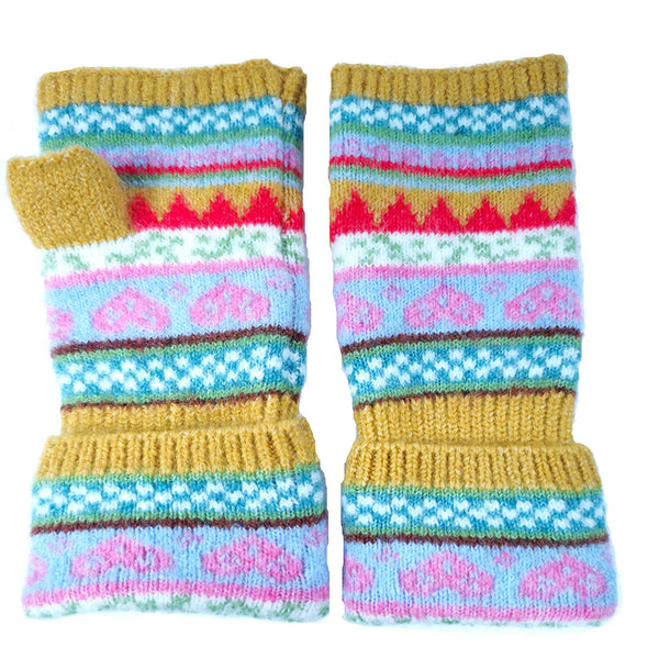Gemjar fingerless gloves Nordic design featuring hearts- 5 colours