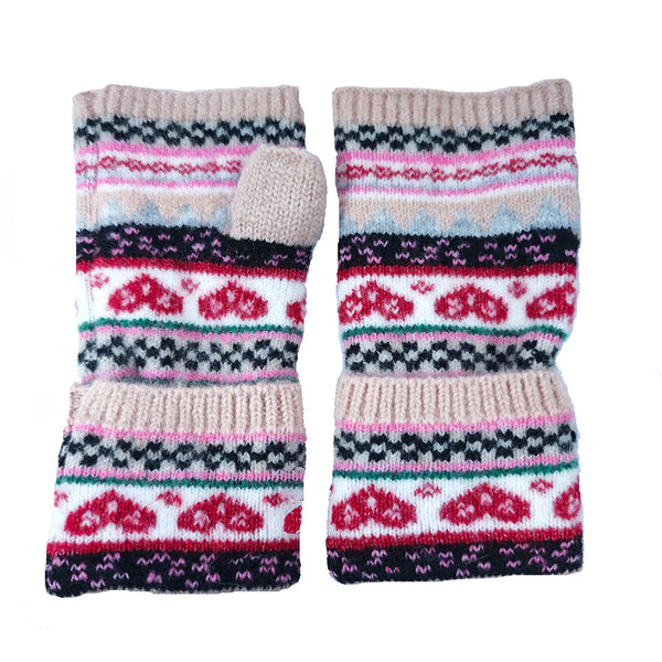 Gemjar fingerless gloves Nordic design featuring hearts- 5 colours