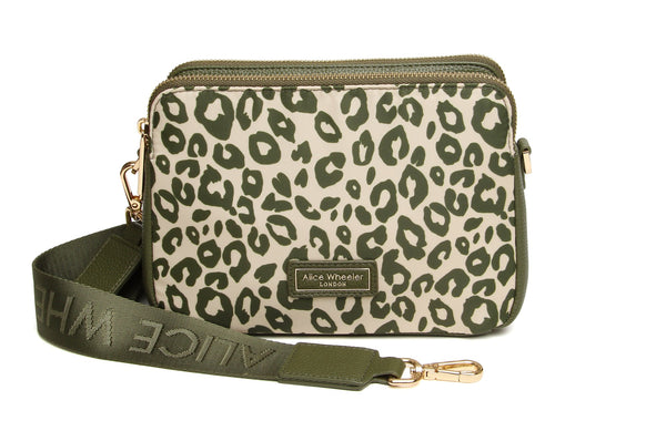 Alice Wheeler Kensington double zip CBbag- Olive leopard