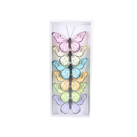 Butterfly clip on decorations box of 6
