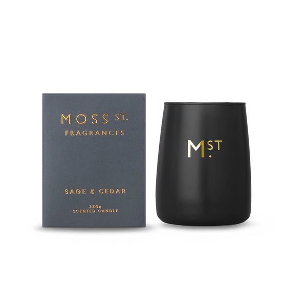 MOSS ST BRAND CANDLE SOY WAX SAGE AND CEDAR