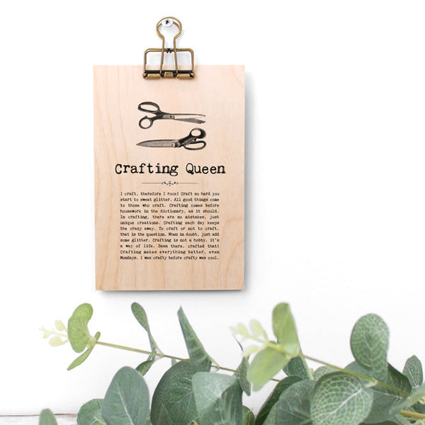 Crafting Quotes Wooden Sign with Hanger